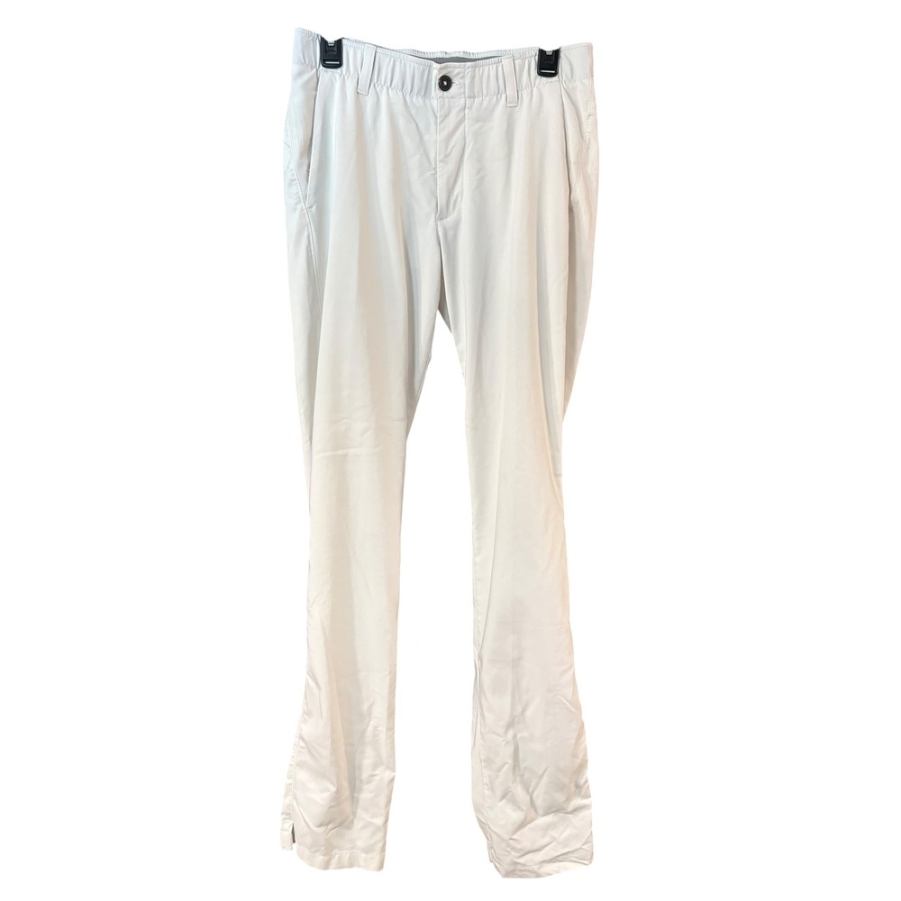 Under Armour Mens Golf Pants White Herringbone Performance Trousers 32 x 36
